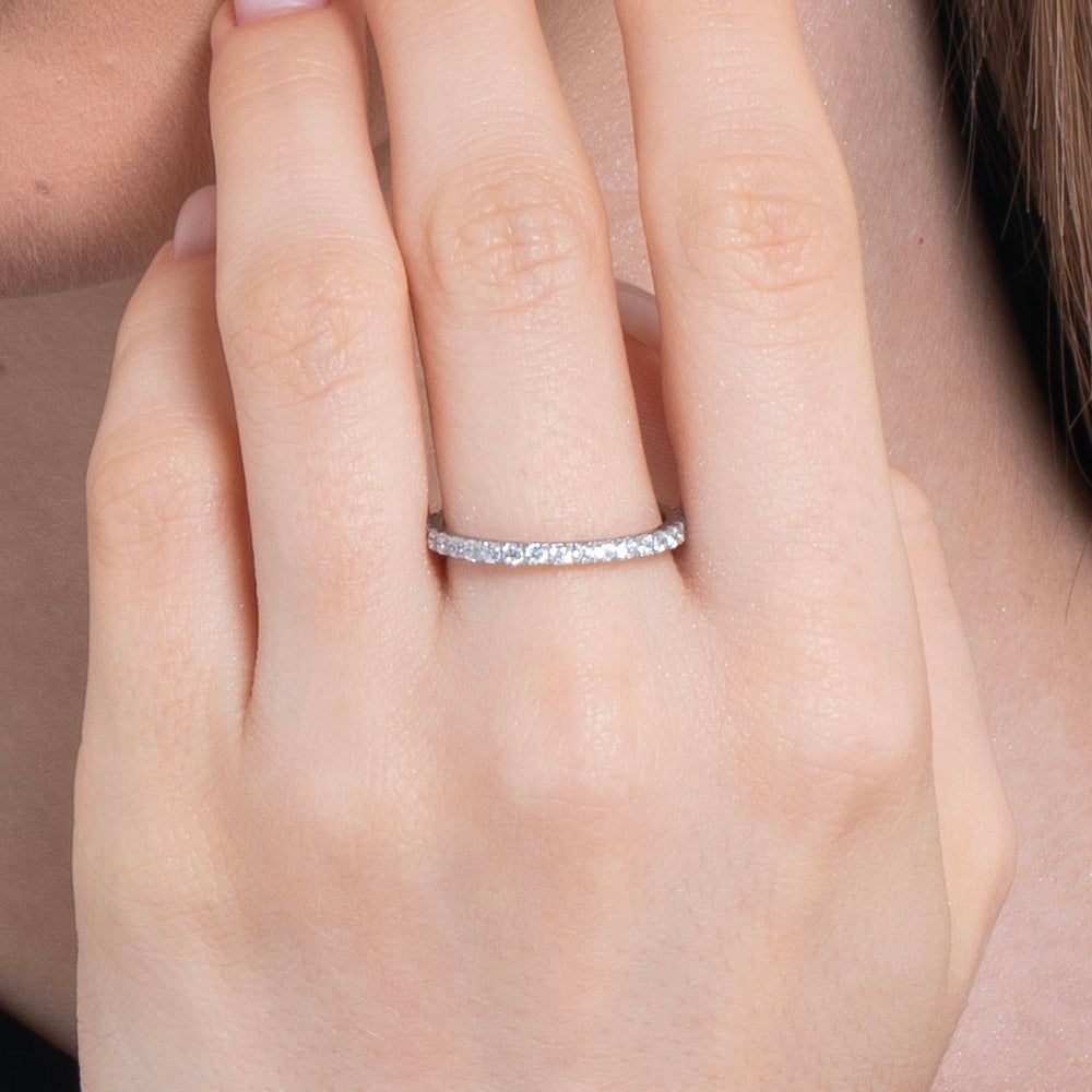 ANELLO DONNA IN ACCIAIO CON CRISTALLI BIANCHI - TAGLIA 14