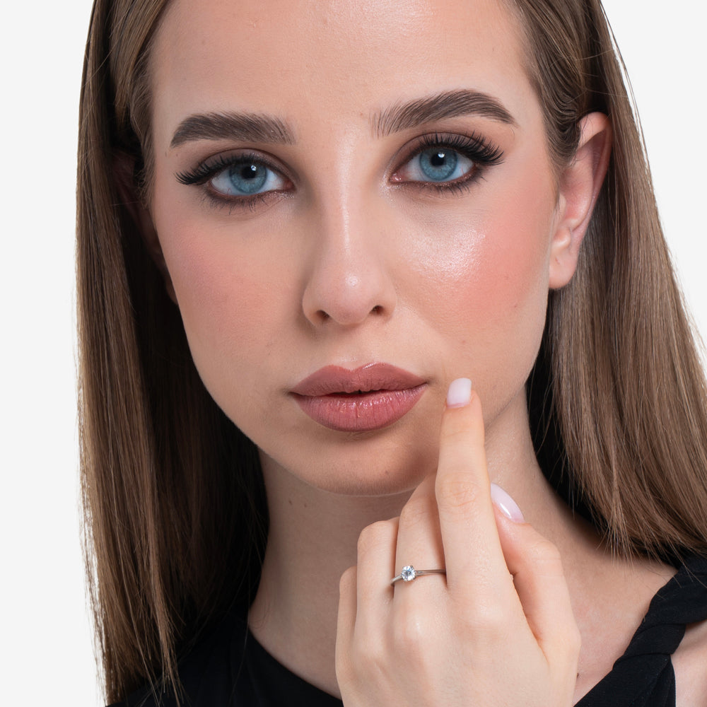 ANELLO DONNA IN ACCIAIO CON CRISTALLO BIANCO - TAGLIA 10