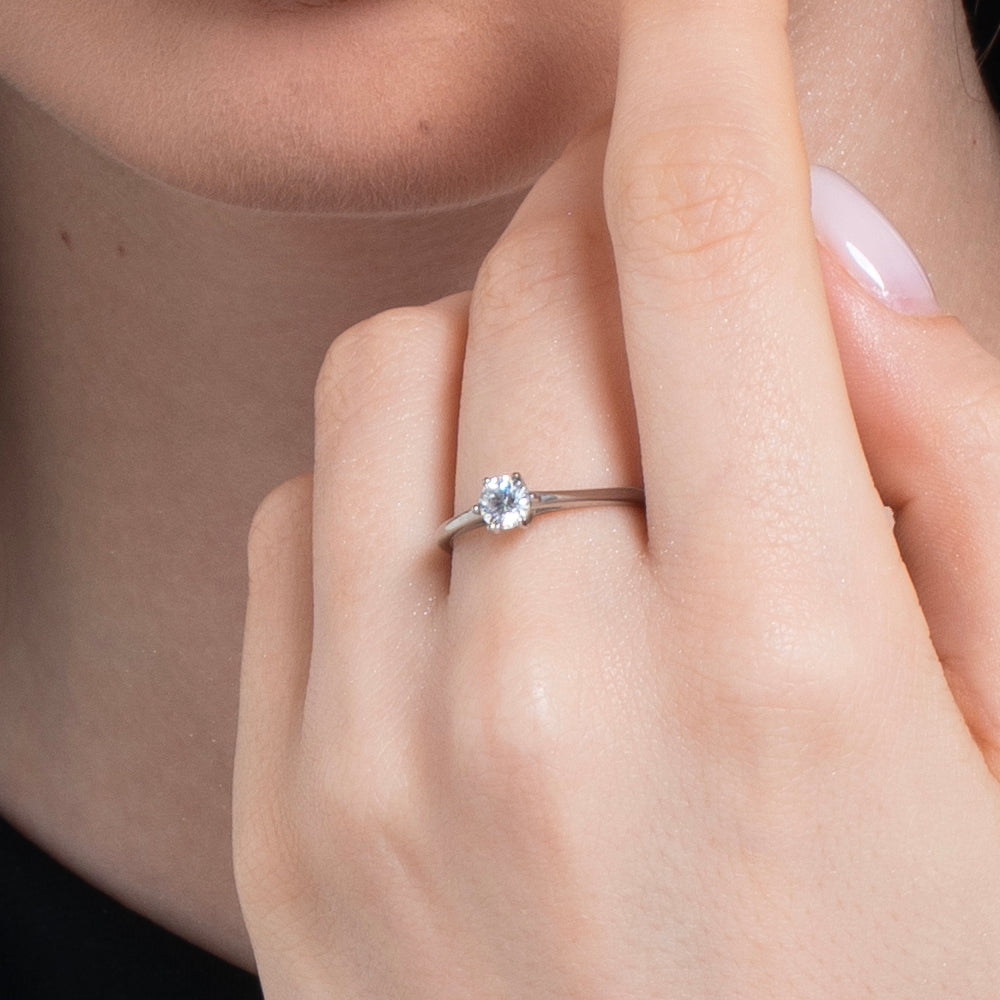 ANELLO DONNA IN ACCIAIO CON CRISTALLO BIANCO - TAGLIA 18