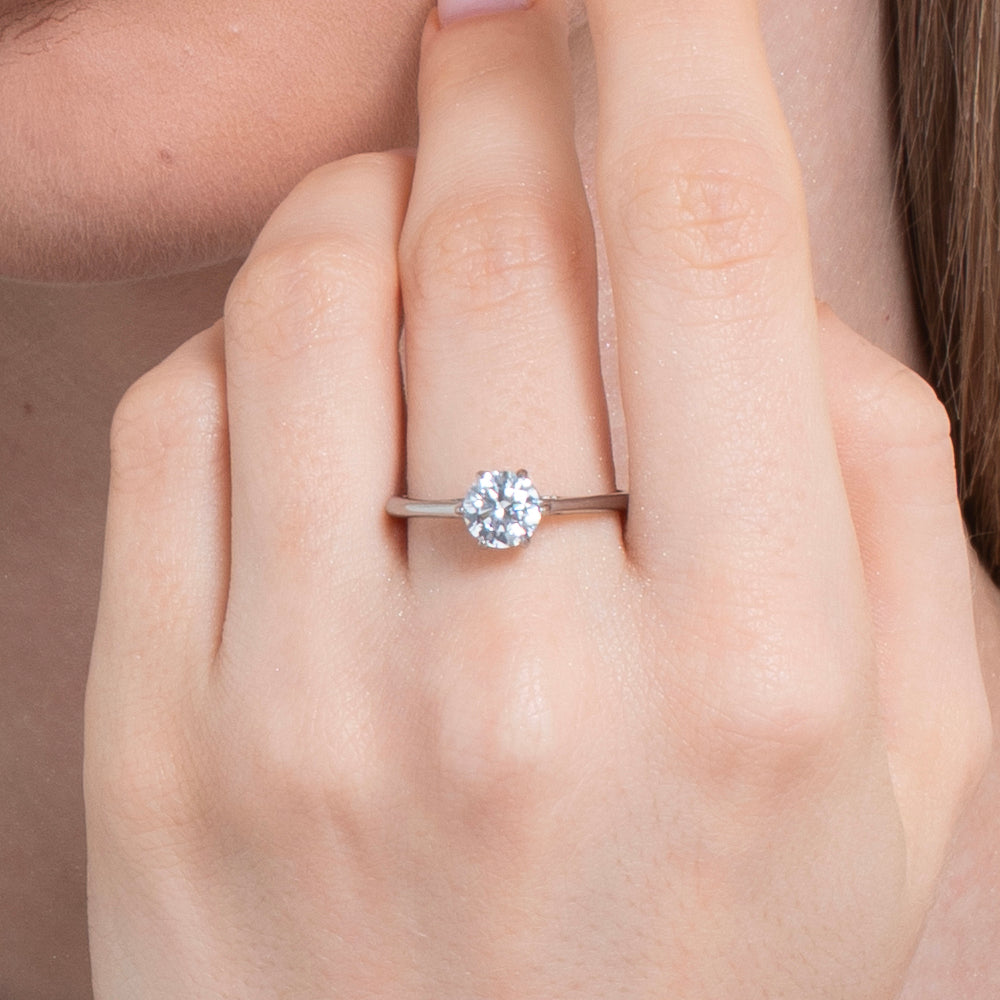 ANELLO DONNA IN ACCIAIO CON CRISTALLO BIANCO - TAGLIA 10