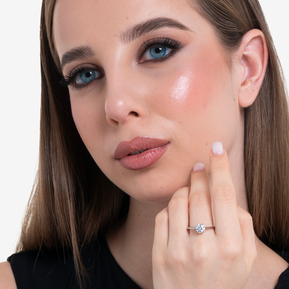 ANELLO DONNA IN ACCIAIO CON CRISTALLO BIANCO - TAGLIA 18