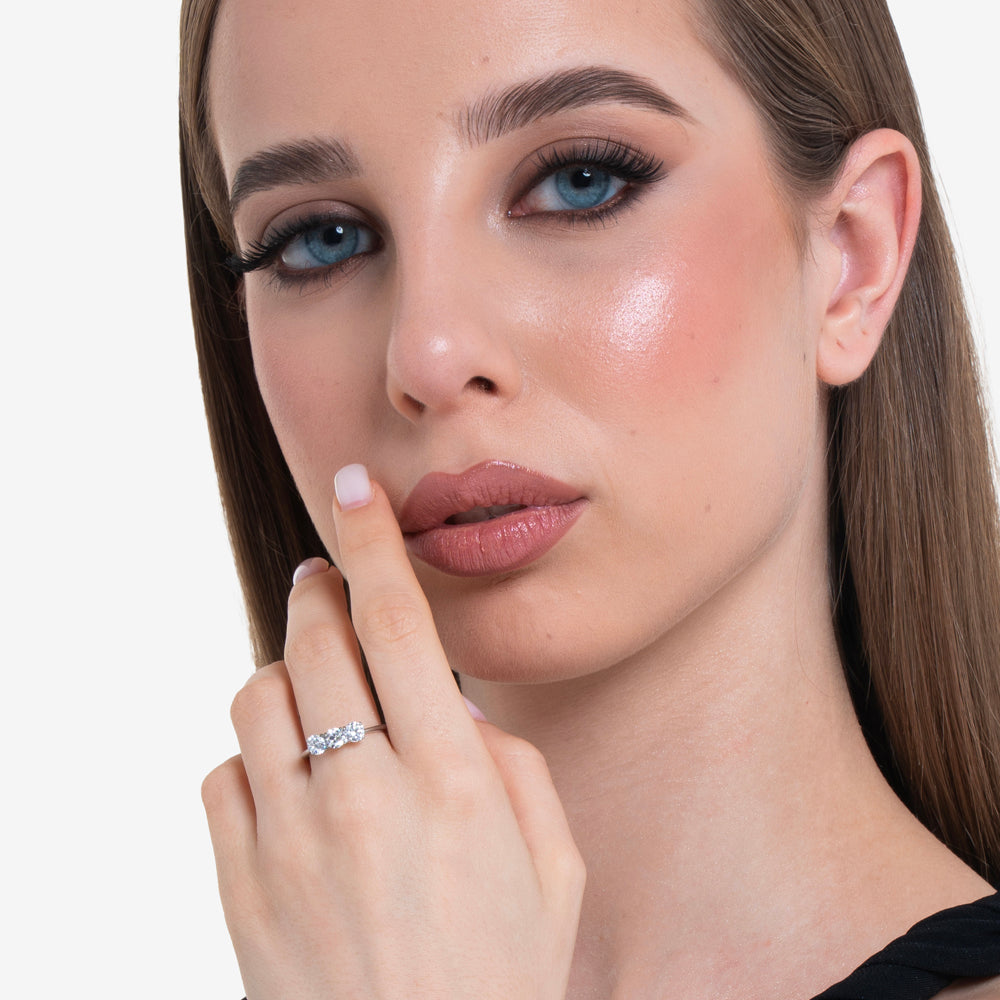 ANELLO DONNA IN ACCIAIO CON  CRISTALLI BIANCHI - TAGLIA 16