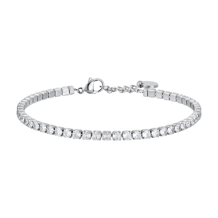 BRACCIALE TENNIS UOMO IN ACCIAIO CON CRISTALLI BIANCHI