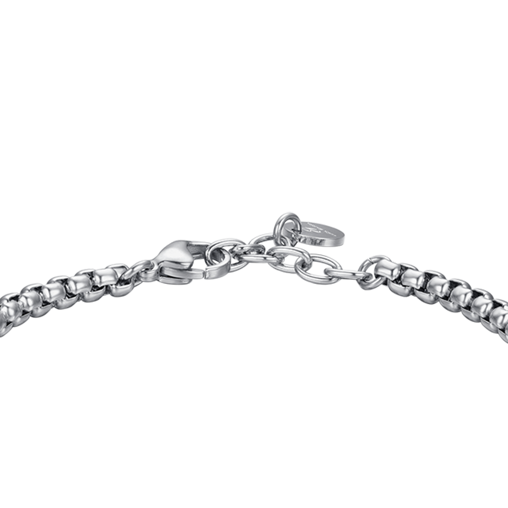 BRACCIALE UOMO IN ACCIAIO ELEMENTO CON CRISTALLI NERI