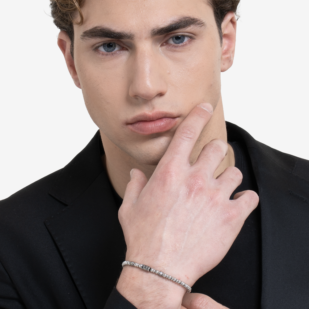 BRACCIALE UOMO IN ACCIAIO CON ELEMENTI IN ACCIAIO CON EFFETTO VINTAGE