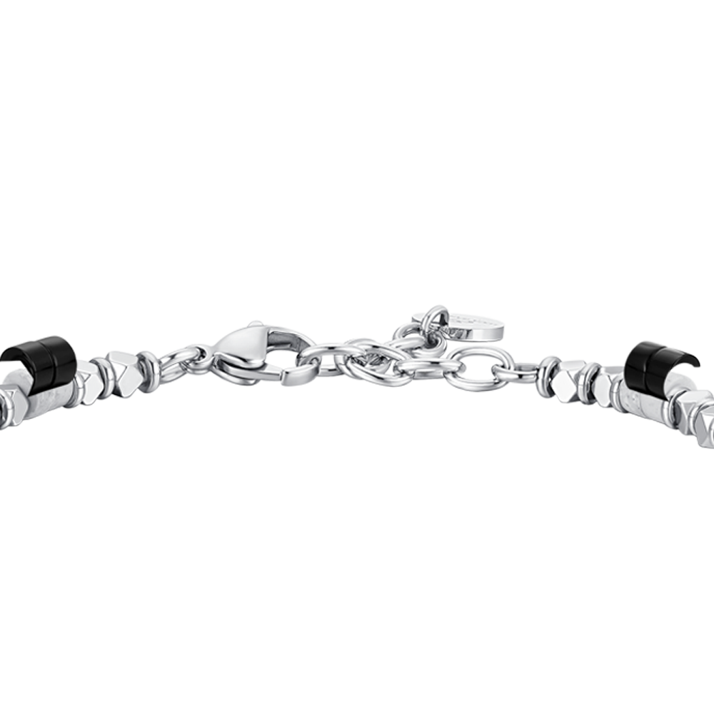 BRACCIALE UOMO IN ACCIAIO CON EMATITE E PIETRE ONICE