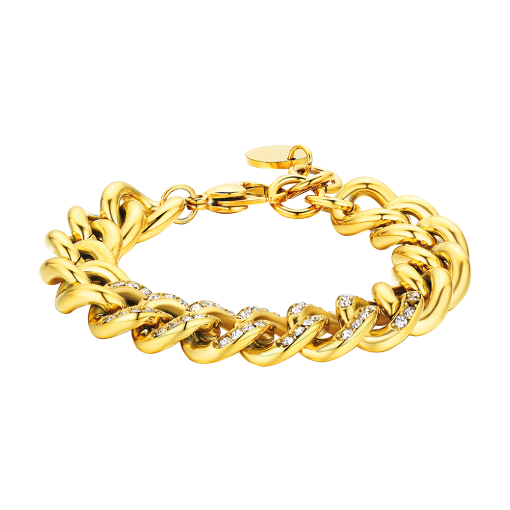 BRACCIALE DONNA IN ACCIAIO CON CRISTALLI BIANCHI MAGLIA CATENA