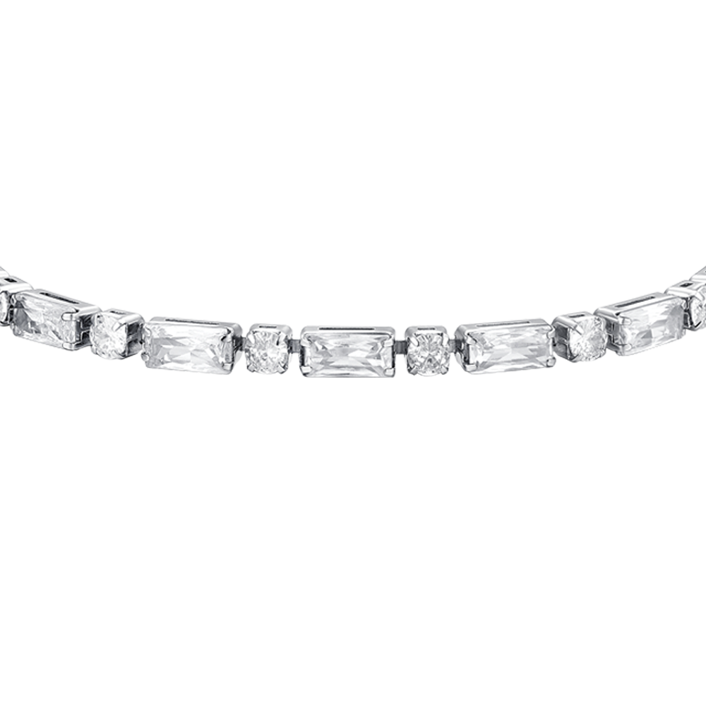 BRACCIALE TENNIS DONNA IN ACCIAIO ZIRCONI BIANCHI