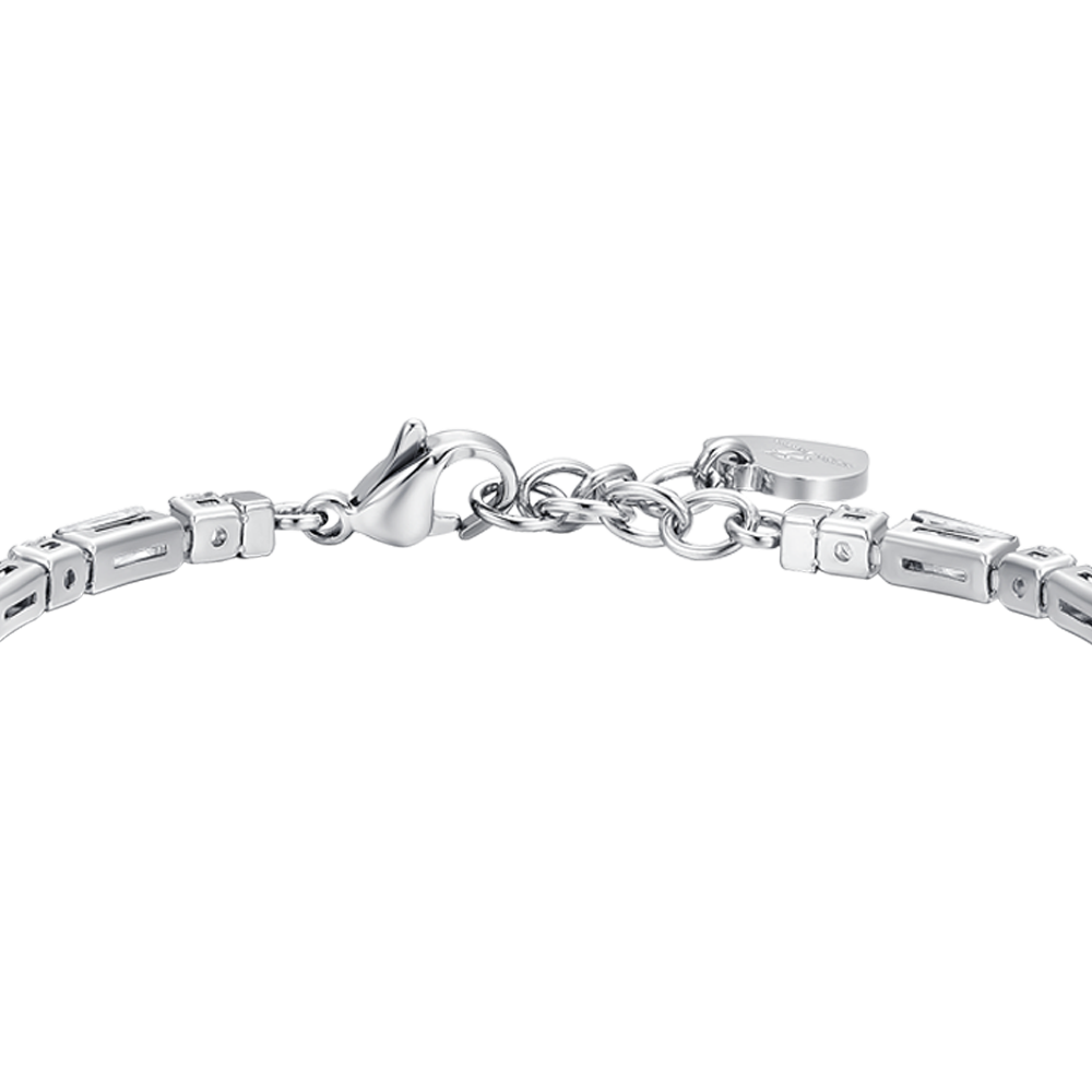 BRACCIALE TENNIS DONNA IN ACCIAIO ZIRCONI BIANCHI