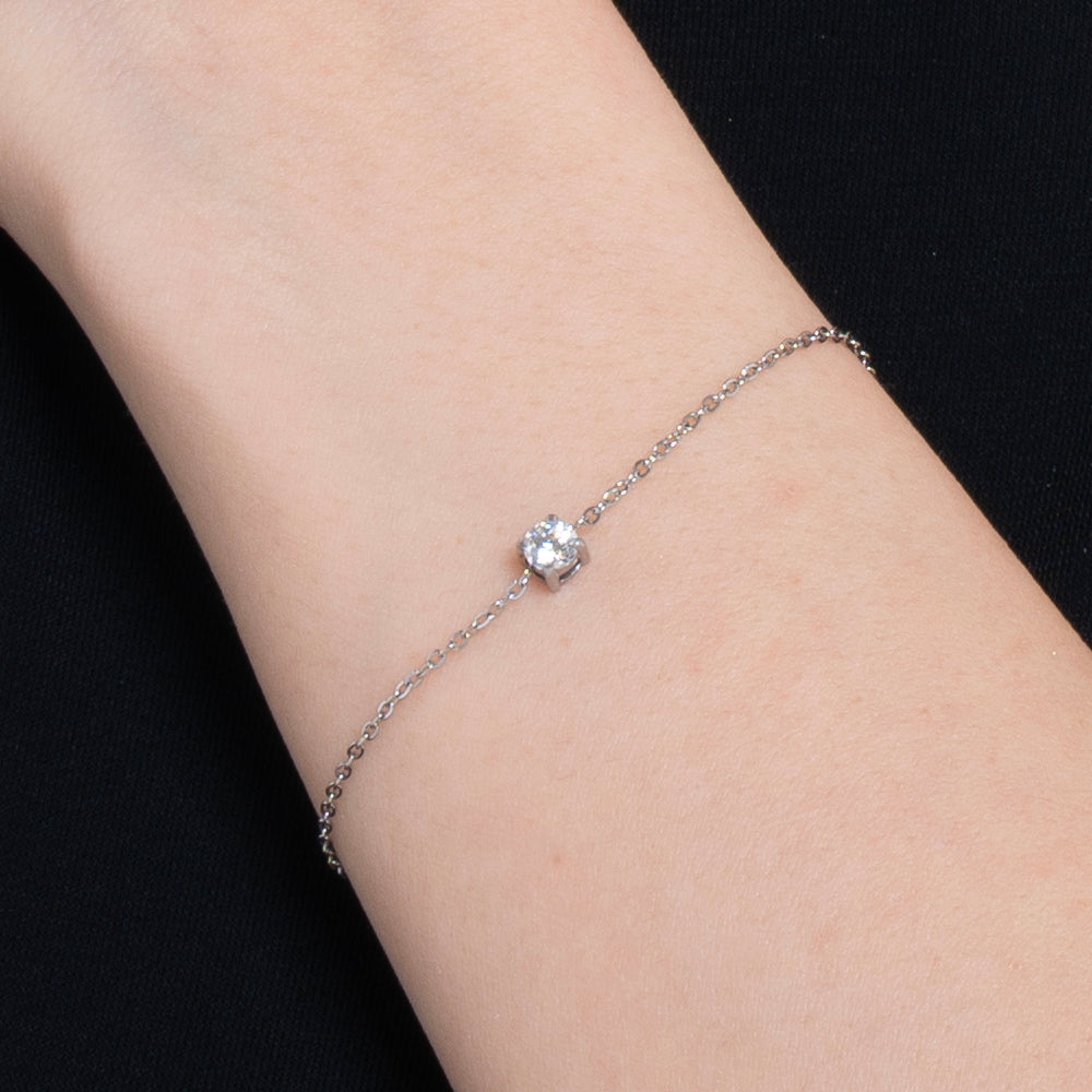 BRACCIALE DONNA IN ACCIAIO  CON CRISTALLO BIANCO