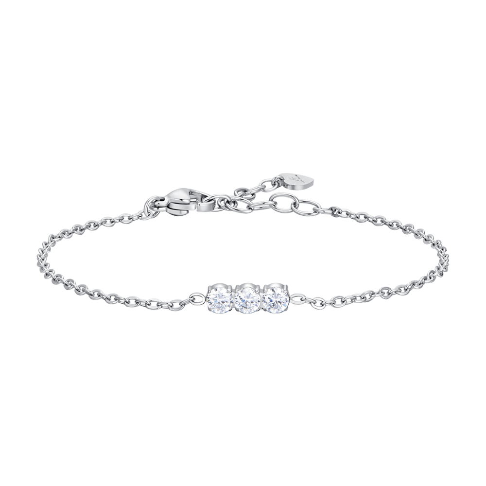 BRACCIALE DONNA IN ACCIAIO CON CRISTALLI BIANCHI