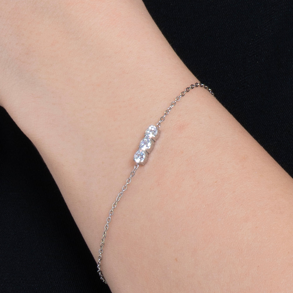 BRACCIALE DONNA IN ACCIAIO CON CRISTALLI BIANCHI