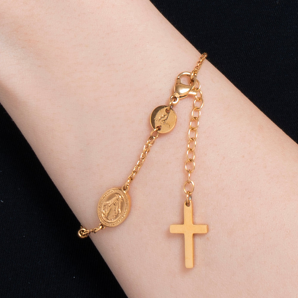 BRACCIALE DONNA ROSARIO IN ACCIAIO IP GOLD