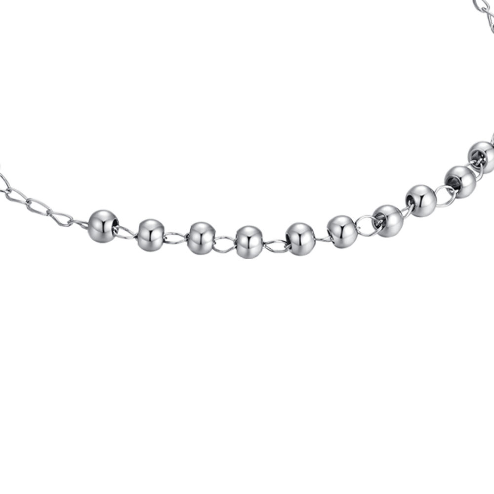 BRACCIALE DONNA ROSARIO IN ACCIAIO, MEDAGLIETTA CON MADONNINA MIRACOLOSA