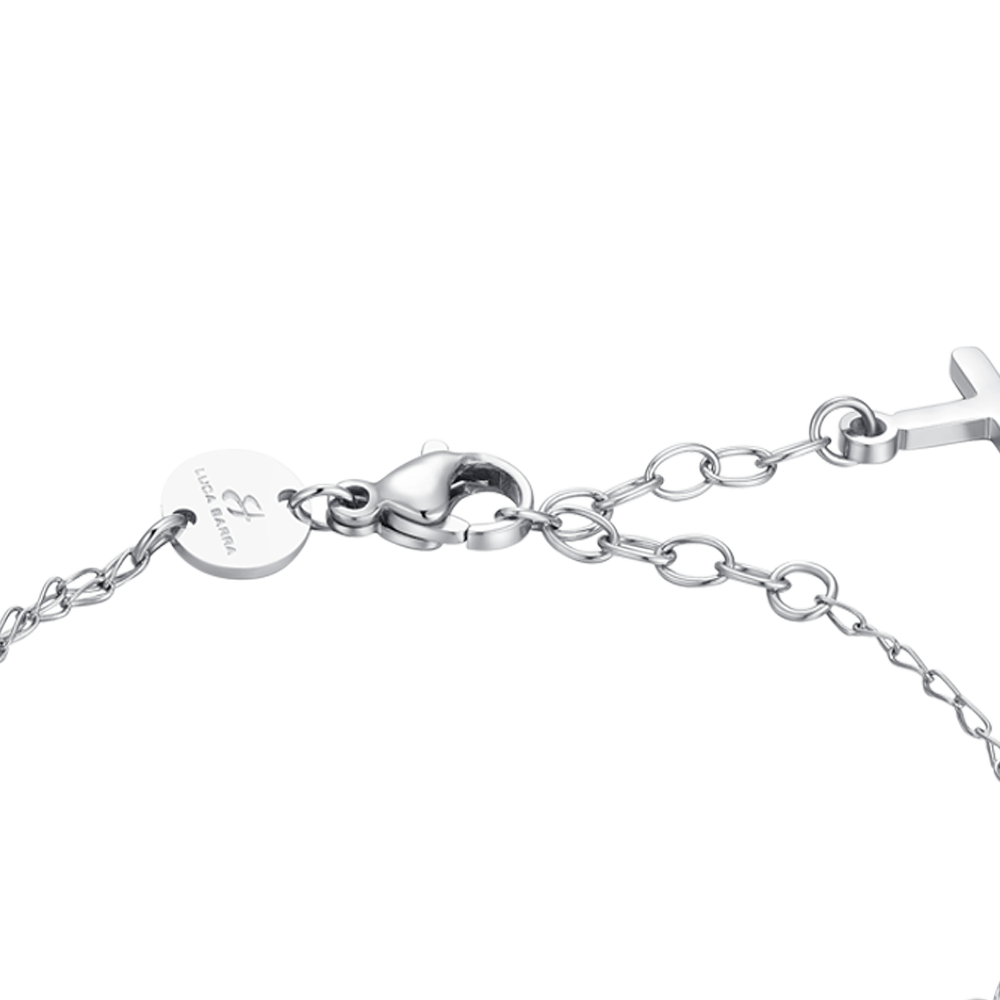 BRACCIALE DONNA ROSARIO IN ACCIAIO, MEDAGLIETTA CON MADONNINA MIRACOLOSA