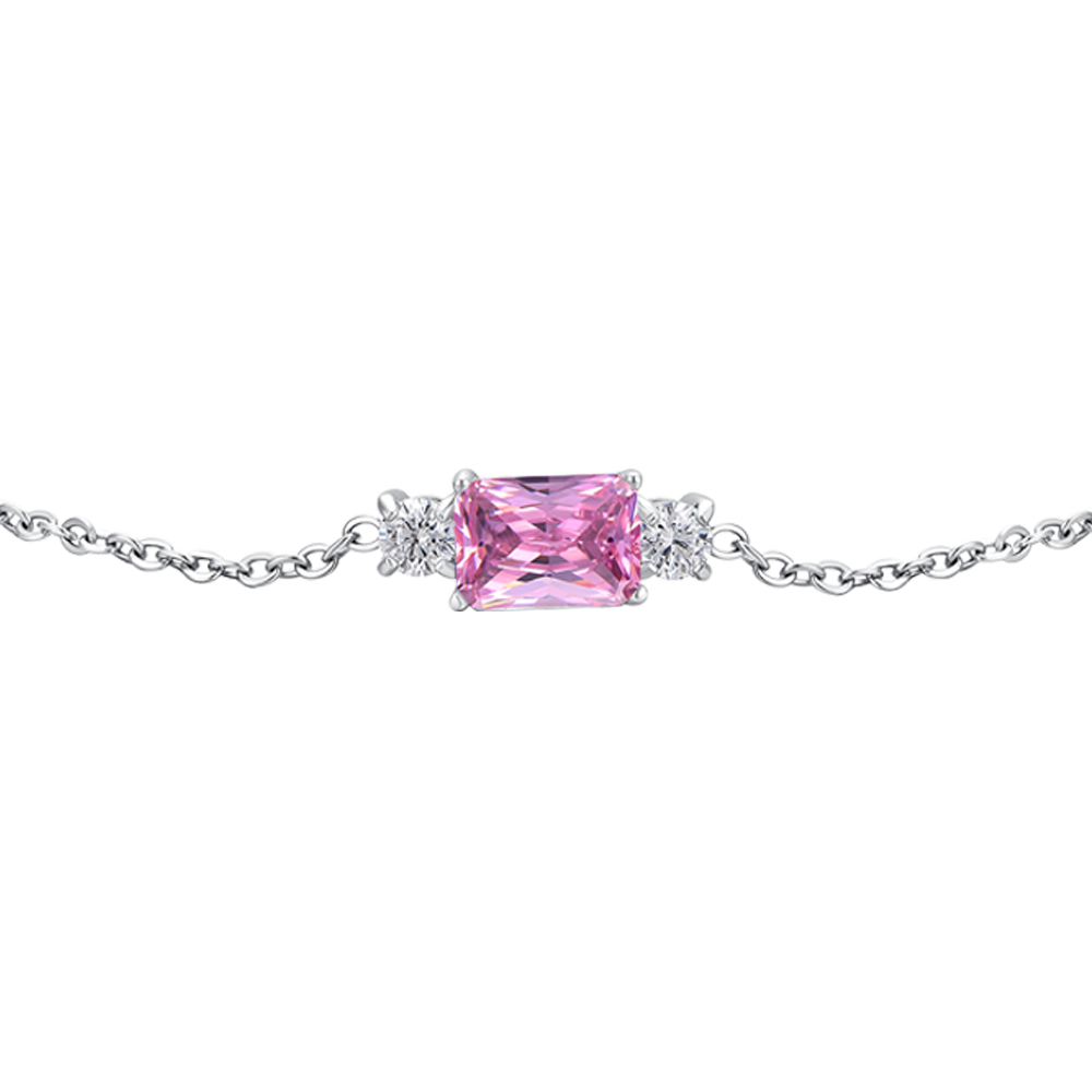 BRACCIALE DONNA IN ACCIAIO CON ZIRCONI ROSA E BIANCHI