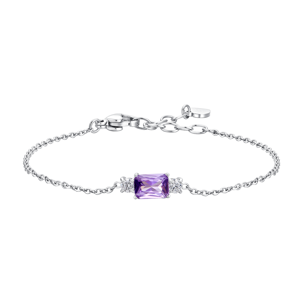 BRACCIALE DONNA IN ACCIAIO CON ZIRCONI VIOLA E BIANCHI