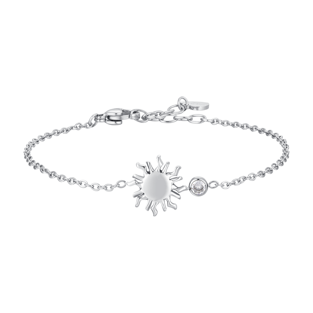 BRACCIALE DONNA IN ACCIAIO CON SOLE E CRISTALLO BIANCO