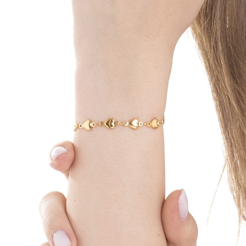 BRACCIALE DONNA IN ACCIAIO IP GOLD CON CUORI