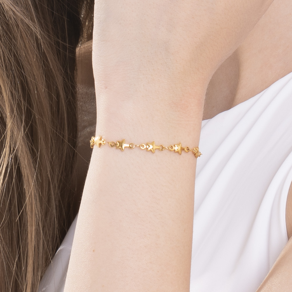 BRACCIALE DONNA IN ACCIAIO IP GOLD CON STELLE