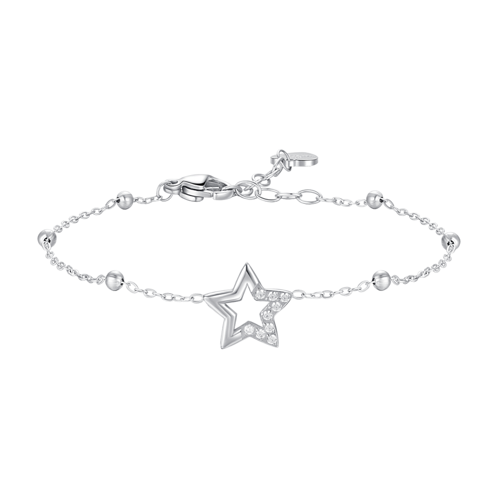BRACCIALE DONNA IN ACCIAIO CON STELLA E PUNTI LUCE DI ZIRCONE BIANCO