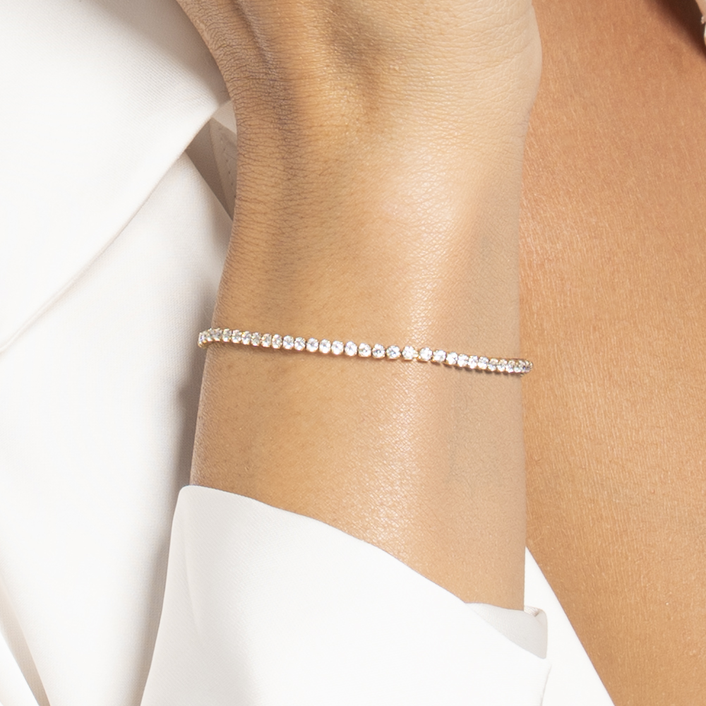BRACCIALE TENNIS DONNA IN ACCIAIO CON ZIRCONI BIANCHI COLORE ORO