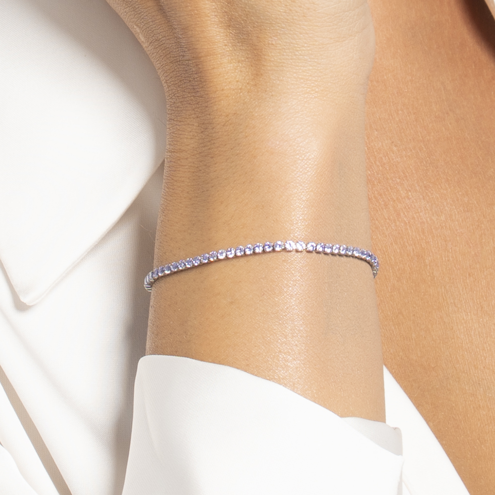 BRACCIALE TENNIS DONNA IN ACCIAIO CON ZIRCONI VIOLA