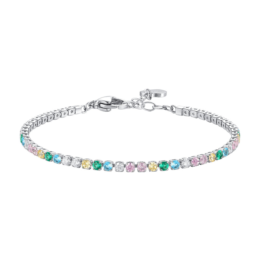 BRACCIALE TENNIS DONNA IN ACCIAIO CON ZIRCONI MULTICOLOR