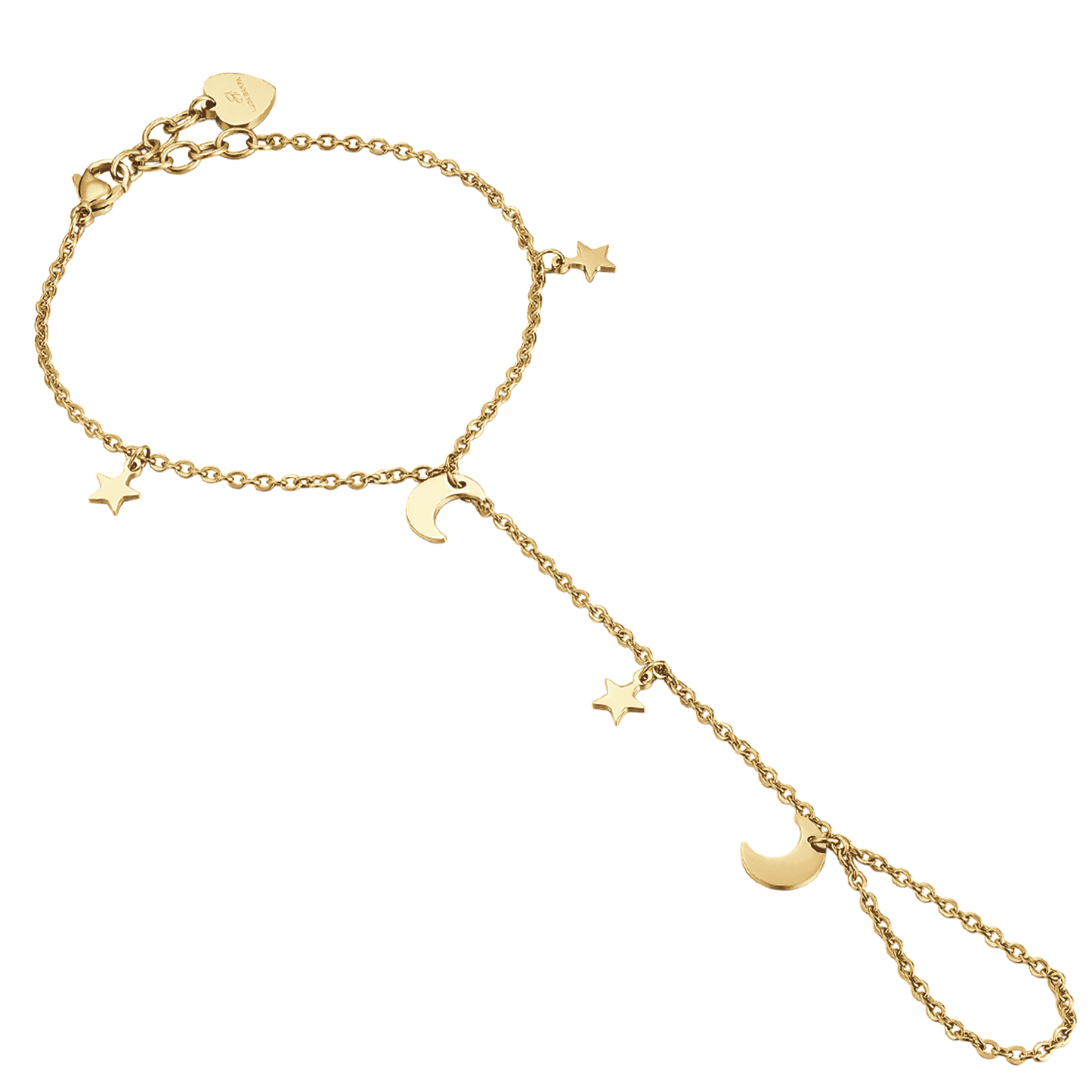 BRACCIALE BACIAMANO DONNA IN ACCIAIO IP GOLD CON STELLE E LUNE