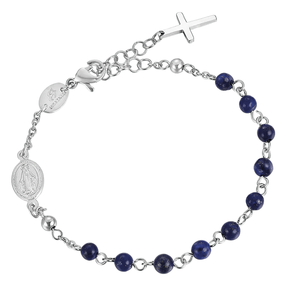 BRACCIALE UOMO ROSARIO IN ACCIAIO CON PIETRE LAPIS Luca Barra