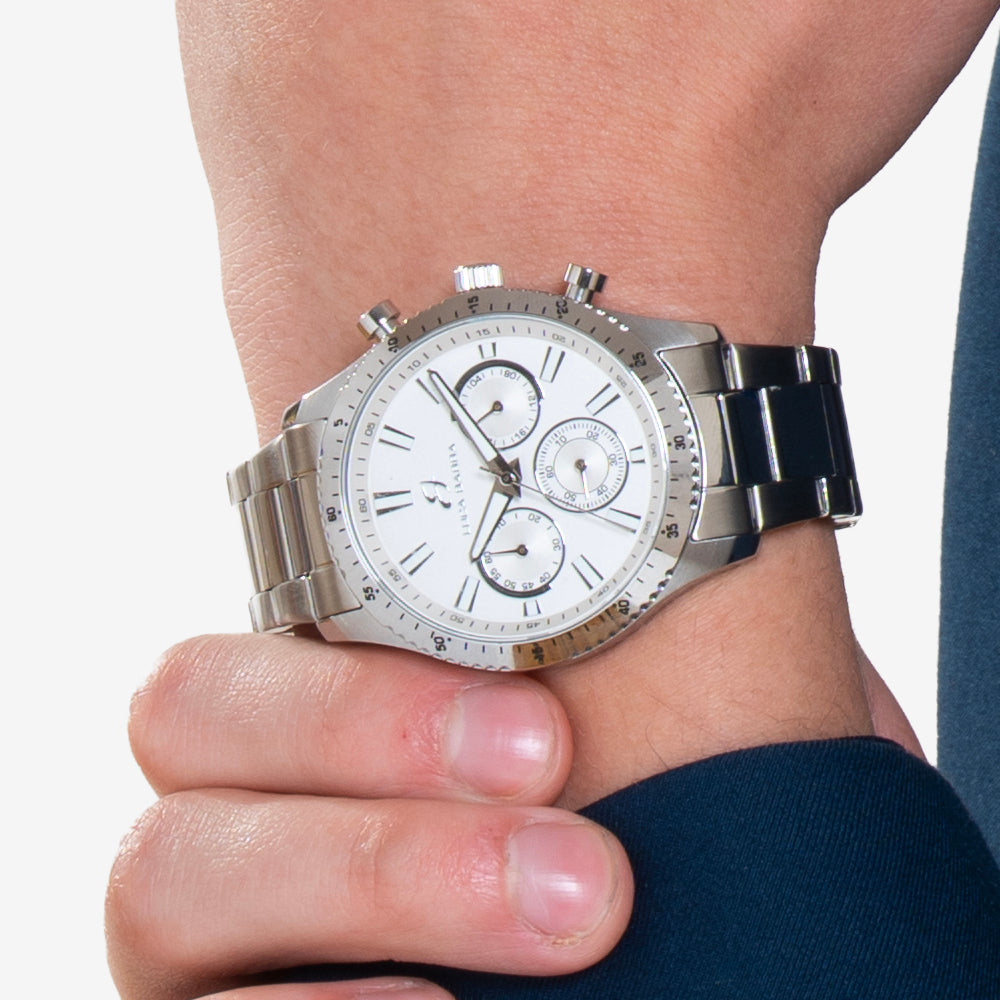 OROLOGIO UOMO IN ACCIAIO QUADRANTE BIANCO