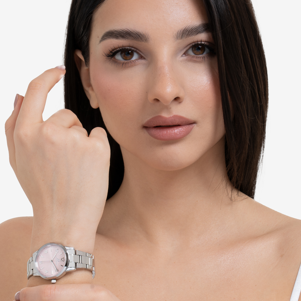 OROLOGIO DONNA IN ACCIAIO CON QUADRANTE ROSA