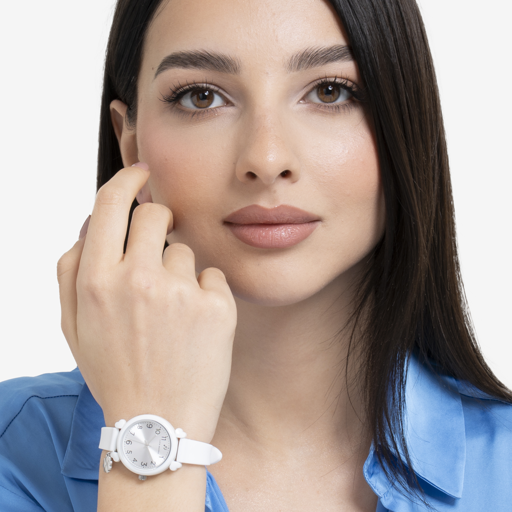 OROLOGIO DONNA BIANCO CON CHARM QUADRIFOGLIO