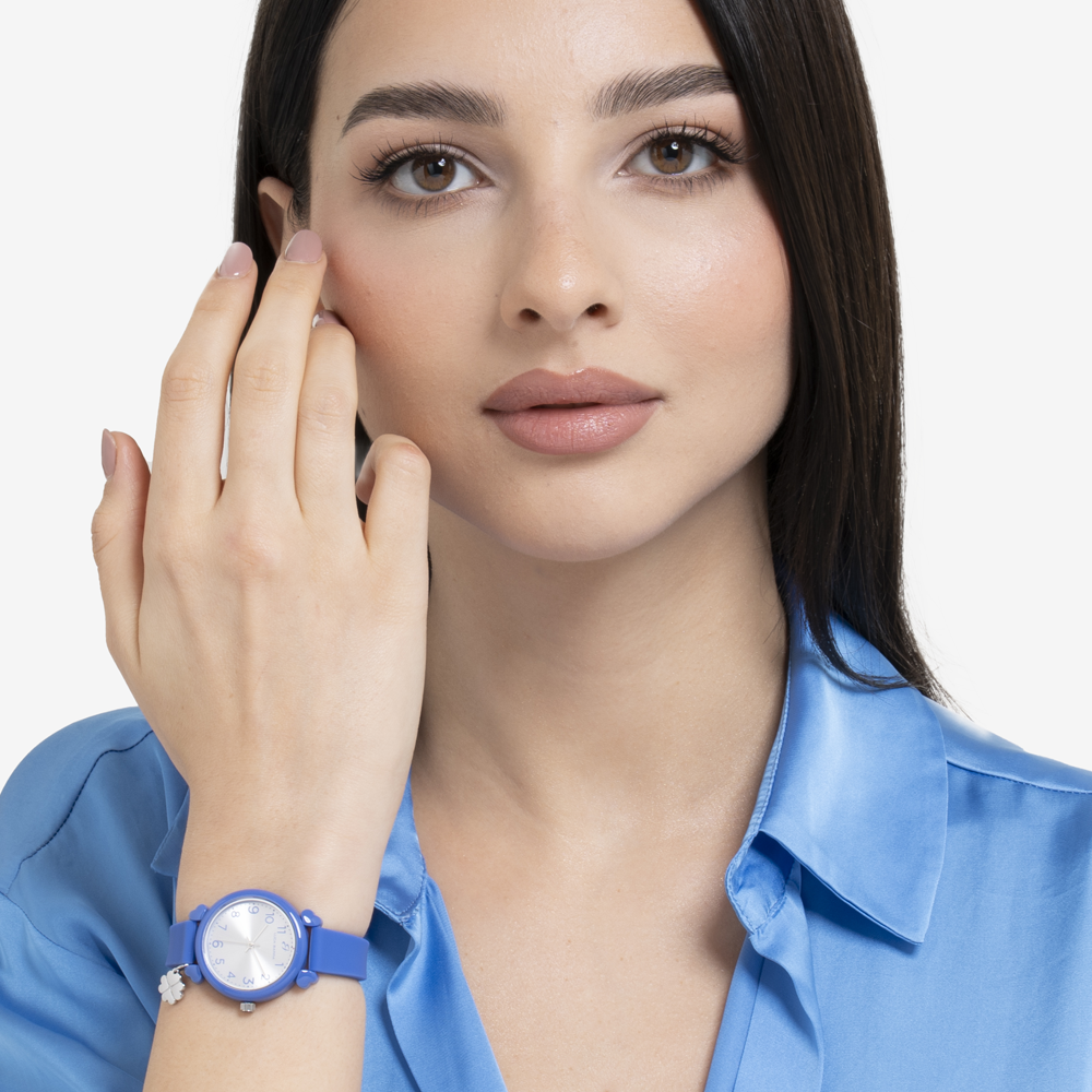 OROLOGIO DONNA BLU CON CHARM QUADRIFOGLIO