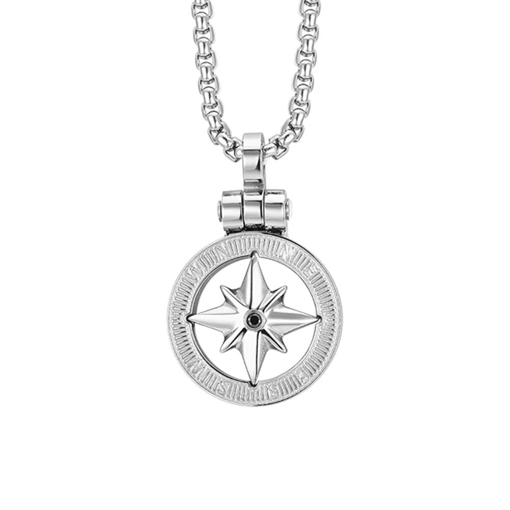 COLLANA UOMO IN ACCIAIO CON ROSA DEI VENTI
