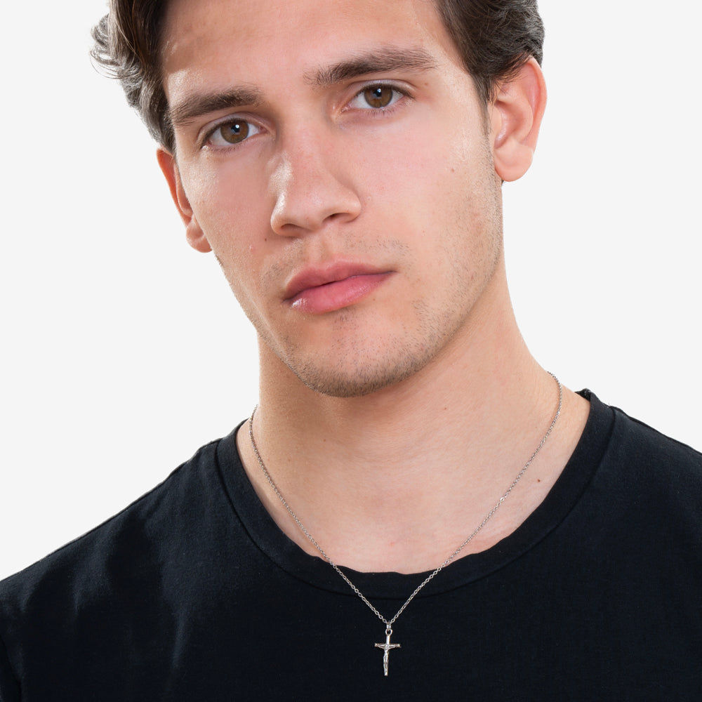COLLANA UOMO IN ACCIAIO CON CROCIFISSO
