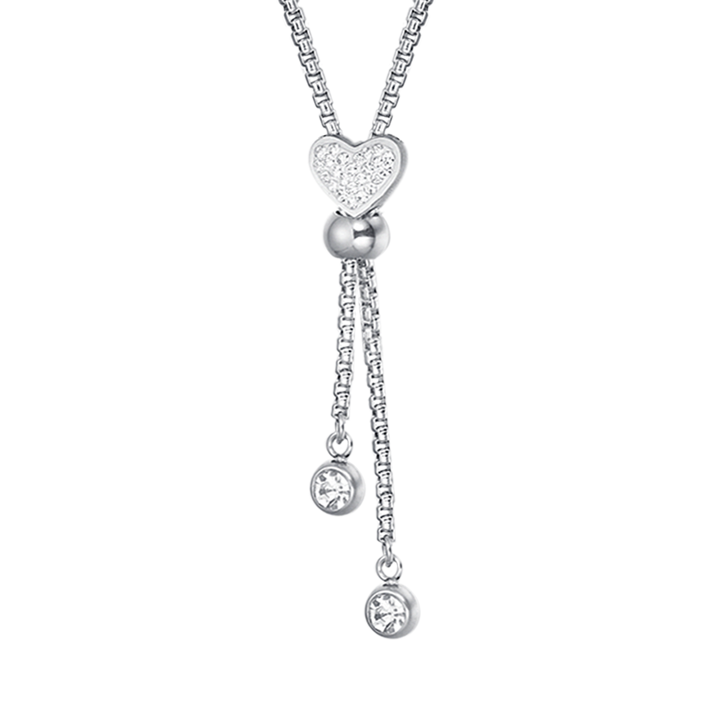 COLLANA IN ACCIAIO CON CUORE CON CRISTALLI BIANCHI