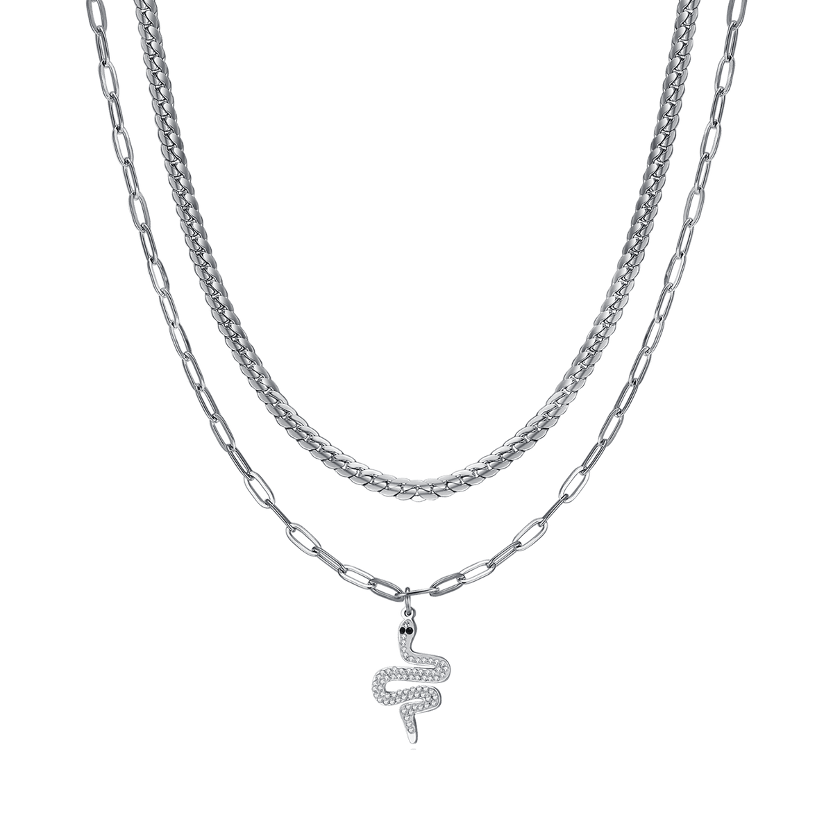 Collana lunga a catena argento e bronzo - Argenterie Fiorentine