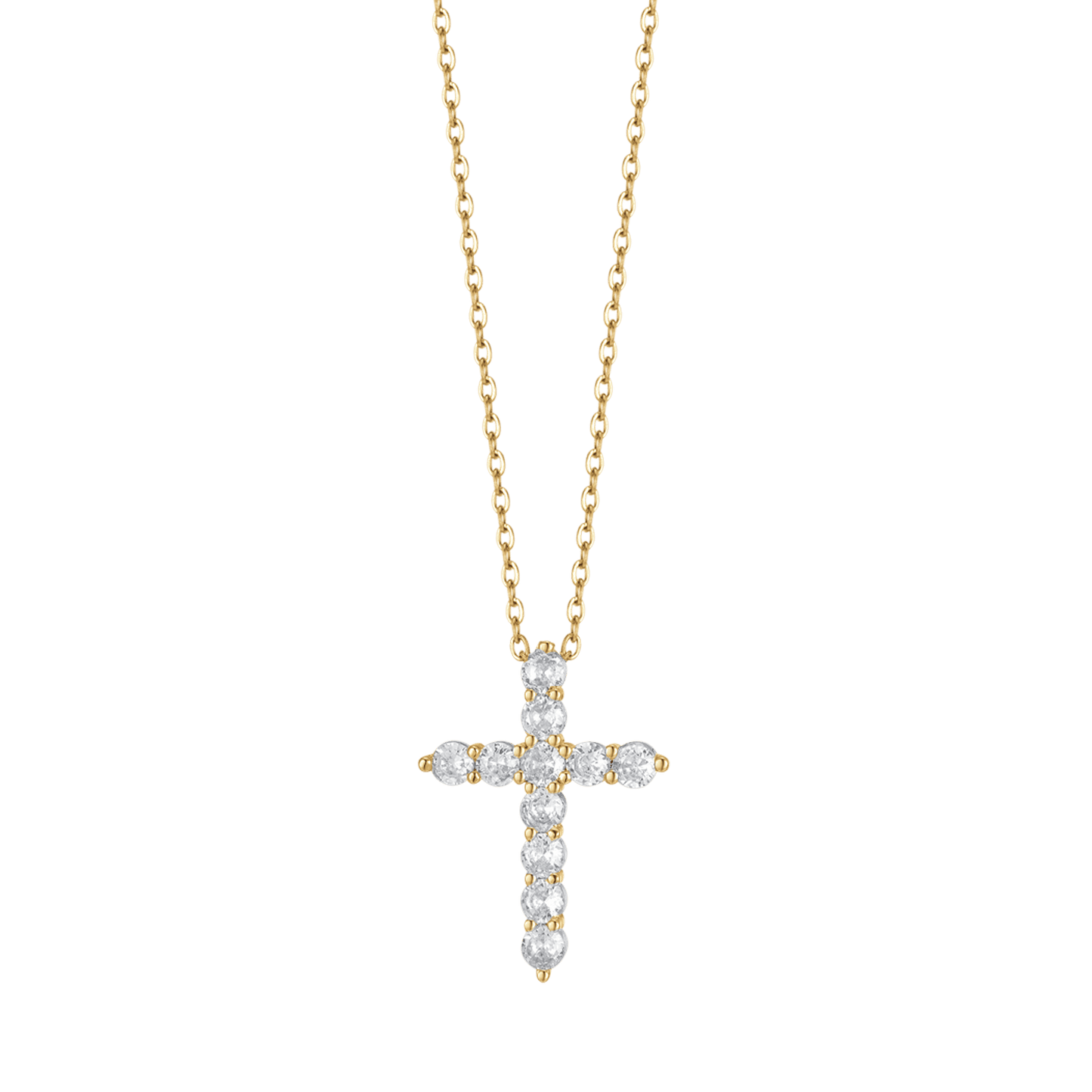 COLLANA DONNA IN ACCIAIO IP GOLD CON CROCE CON CRISTALLI BIANCHI