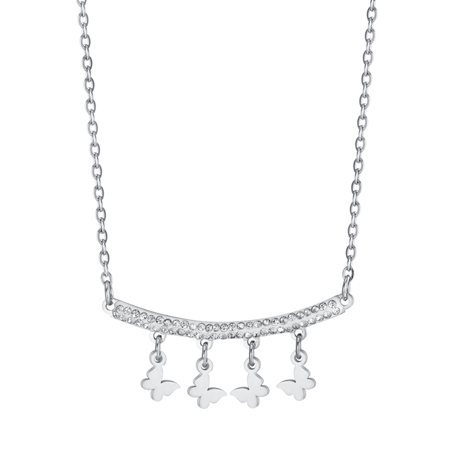 COLLANA DONNA IN ACCIAIO CON CIONDOLI FARFALLE