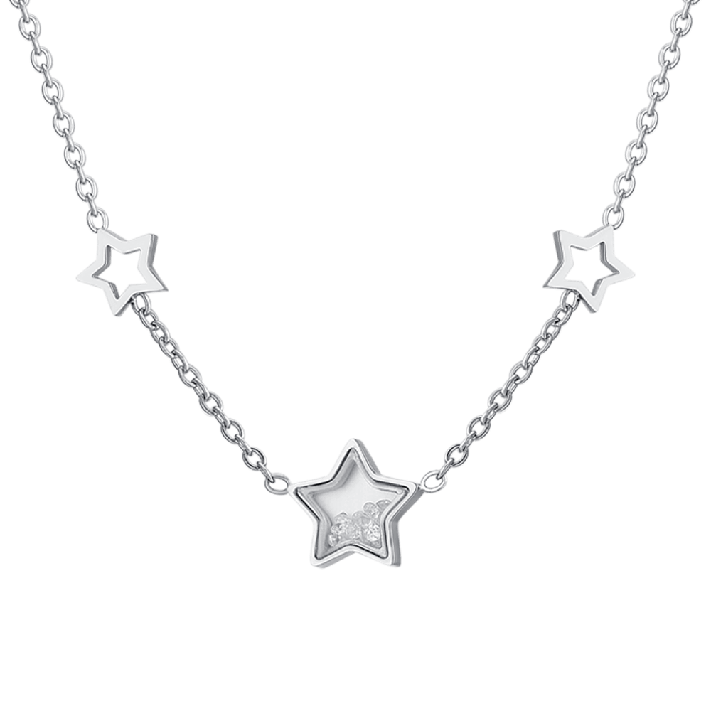 COLLANA DONNA IN ACCIAIO STELLE E ZIRCONI