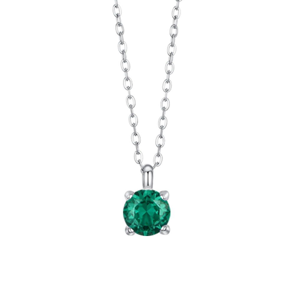 COLLANA DONNA IN ACCIAIO  ZIRCONE VERDE