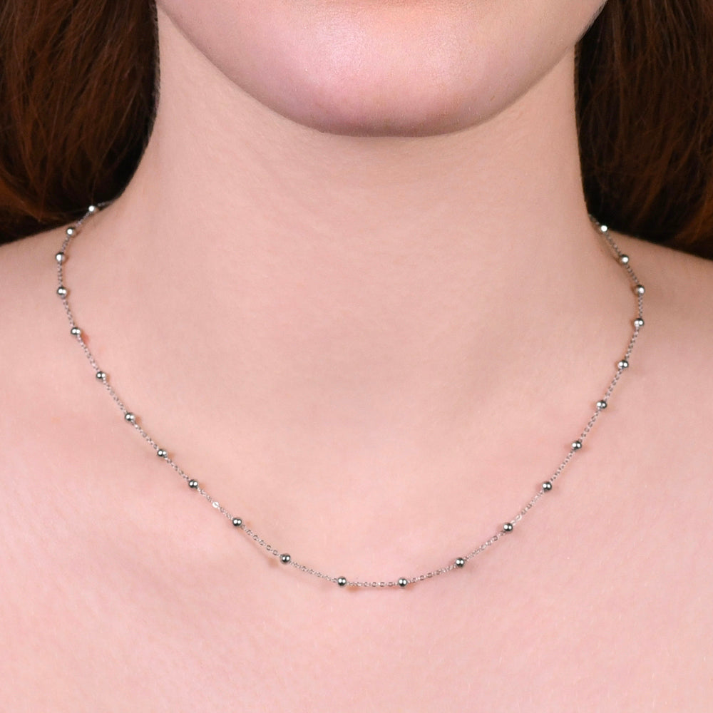 COLLANA DONNA IN ACCIAIO  CON SFERE