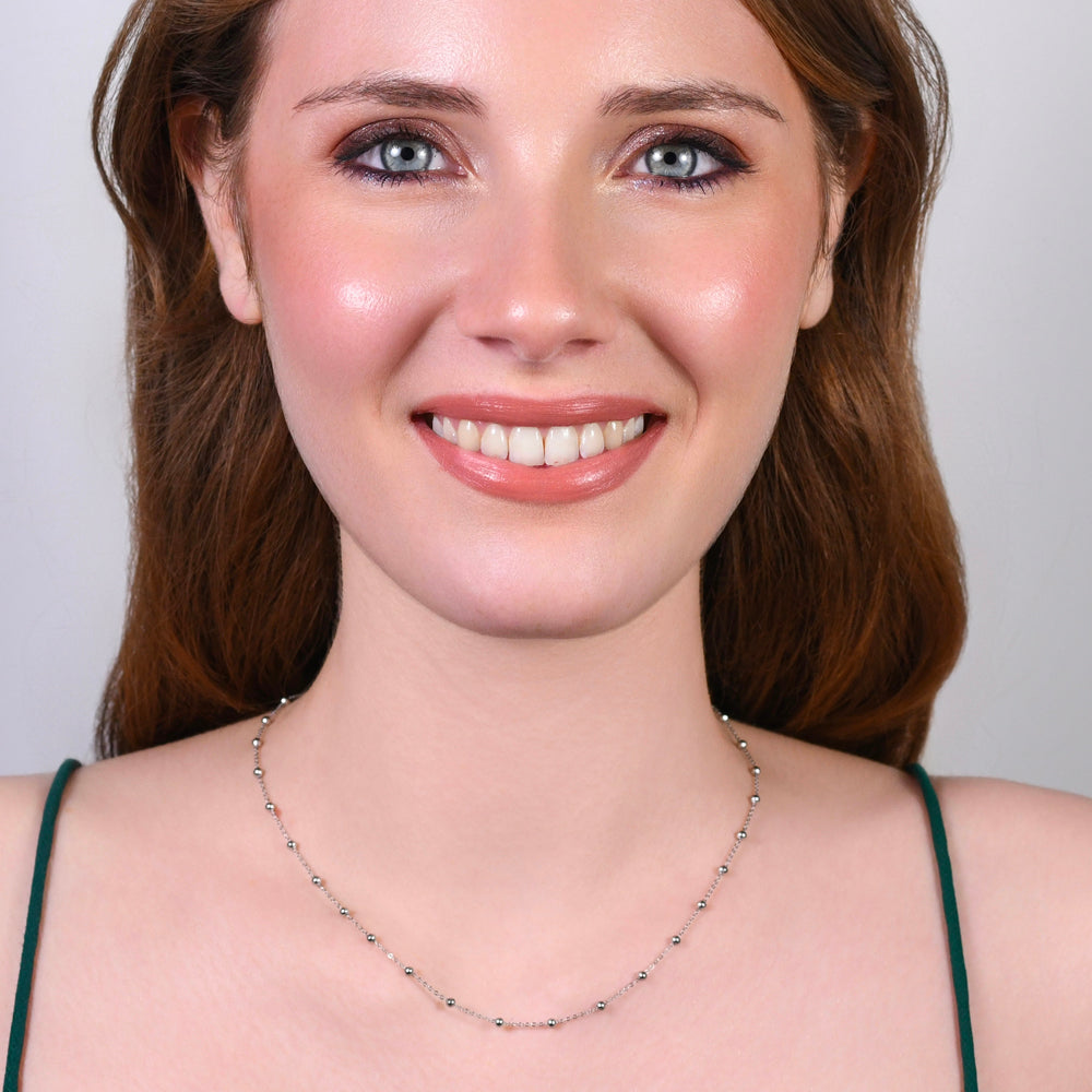 COLLANA DONNA IN ACCIAIO  CON SFERE