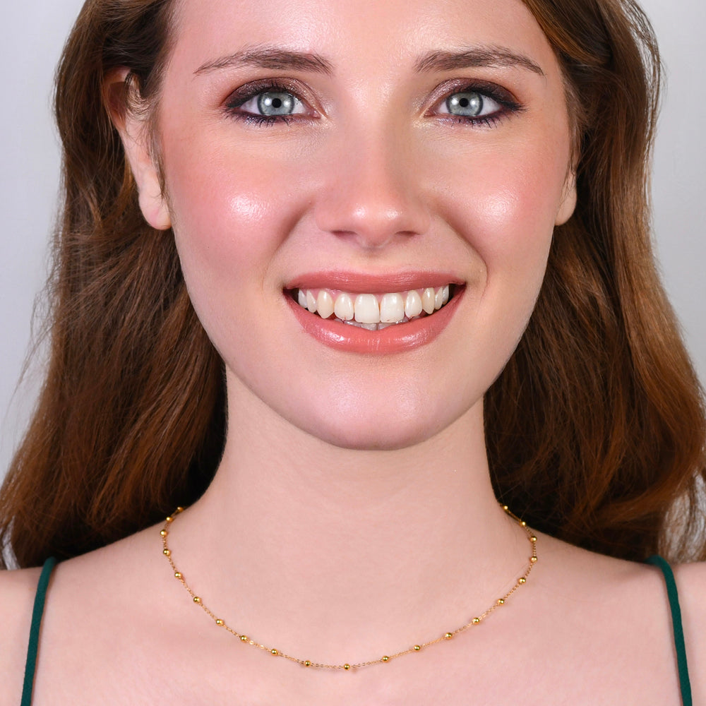 COLLANA DONNA IN ACCIAIO IP GOLD CON SFERE