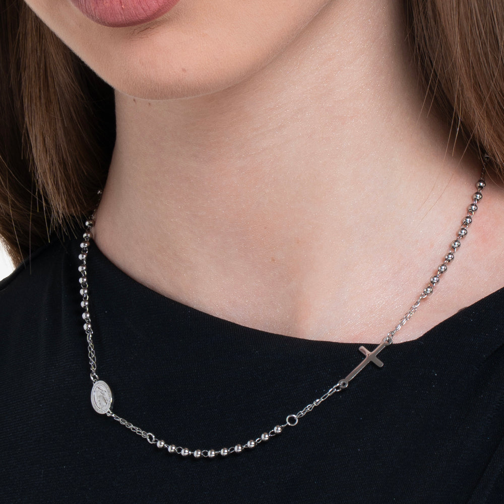 COLLANA DONNA ROSARIO IN ACCIAIO