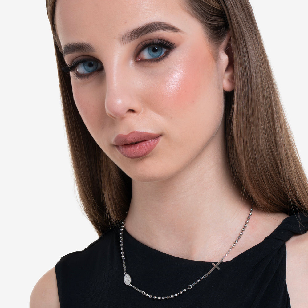 COLLANA DONNA ROSARIO IN ACCIAIO