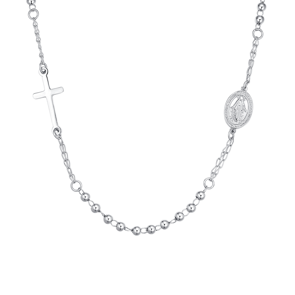 COLLANA DONNA ROSARIO IN ACCIAIO
