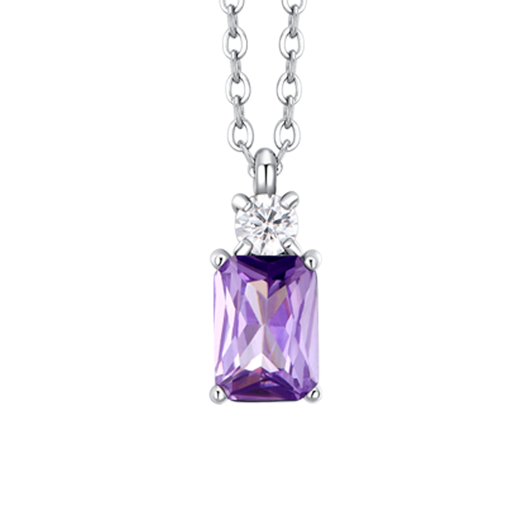 COLLANA DONNA IN ACCIAIO CON ZIRCONI VIOLA E BIANCO