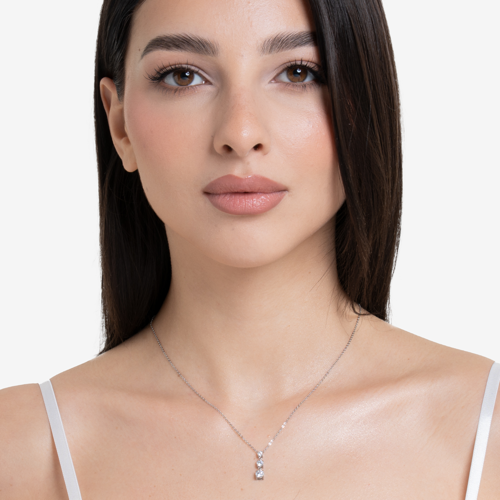 COLLANA DONNA IN ACCIAIO CON ZIRCONI BIANCHI